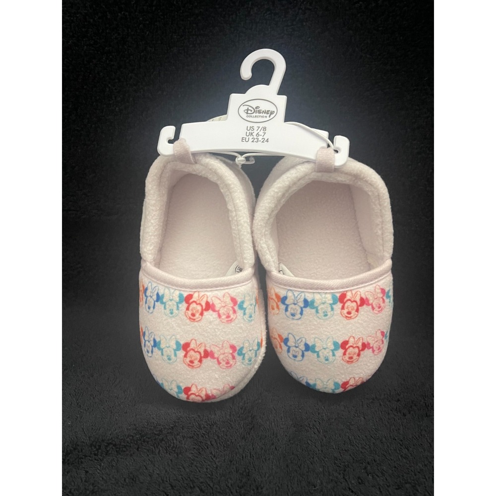 Disney Minnie Mouse Toddler Slippers Purple Fleece House Shoes Size 7/8 NEW
